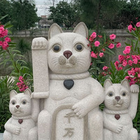 Vilead — statue de chat de Fortune en pierre, ornement de jardin japonais, Sculpture en granit naturel, porte-bonheur, chemises Maneki Neko