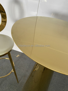 Mesa de <span class=keywords><strong>Bar</strong></span> Redonda de Acero Inoxidable en Oferta, Juego de Mesa Alta con Sillas para Restaurantes y Bares - Product Image 4