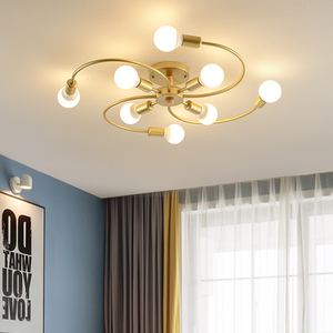 Lámpara de <span class=keywords><strong>techo</strong></span> <span class=keywords><strong>LED</strong></span> nórdica moderna, luces de bola de cristal dorado con hierro E27, <span class=keywords><strong>luminaria</strong></span> decorativa para el hogar para dormitorio y sala de estar - Product Image 2