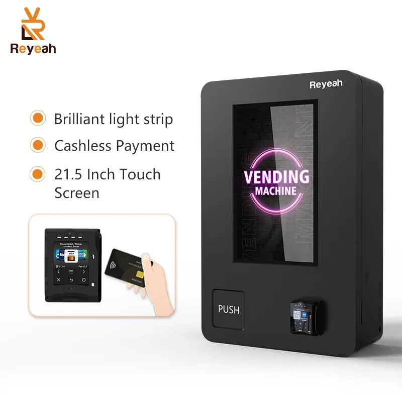 Small Led Touch Screen Vending Machine Black On Table Age Verification Vending Machine With Id Card Reader