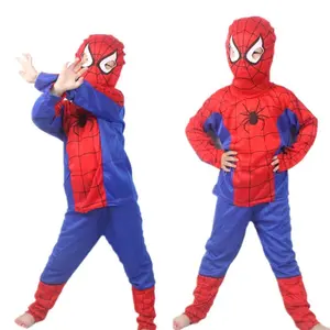 Kostum Cosplay Spiderman Merah untuk Anak-anak, Set Pakaian, Setelan Spider Man