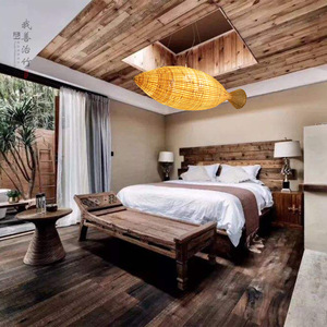 Bamboo <b>Fish</b> Shaped Pendant <b>Lamp</b> Oval E27 LED Gold Chandelier For Restaurant And Home Decor ZD-009 - Product Image 2