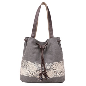 Wholesale Fashion Vintage <b>Large</b> Capacity Women's Tote <b>Handbag</b> with Zipper Closure Casual Flower Printing Canvas Shoulder Bag - Product Image 1
