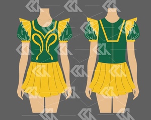 Costume de danse scintillant pour filles, robe de <span class=keywords><strong>majorette</strong></span> pour carnaval, uniforme de danse Morris avec pompons - Product Image 5