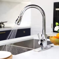 Robinet de cuisine moderne rotatif à 360 degrés avec cartouche céramique, monocommande, à poser sur plan, douchette extractible pour eau chaude/froide