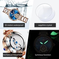 Montre mécanique automatique de luxe pour femme 3183, verre saphir, boîtier en acier inoxydable or rose, bracelet en céramique, Hangzhou