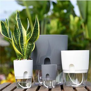 <span class=keywords><strong>Maceta</strong></span> Transparente de Plástico Creativa de Doble Capa con Almacenamiento de Agua, <span class=keywords><strong>Maceta</strong></span> Automática de Autoabsorción de Agua para Plantas Verdes - Product Image 4