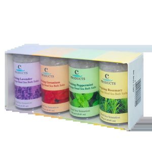 Combo de Terapia, Set de Regalo de Sales de Baño de Aromaterapia, 4 Mezclas de Un Solo Uso con Aceites de Lavanda, Geranio, Menta y Romero, Sal del Mar Muerto - Product Image 1