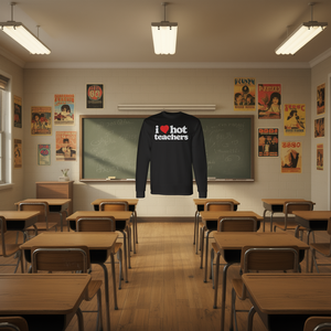 Camiseta de manga larga con diseño de corazón minimalista, estilo vintage de los años 80, I Love Hot Teachers - Product Image 3