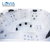 LOVIA Baignoire Spa Jacuzzi Extérieure Chauffée pour 5 Personnes, Hydrothérapie, Économe en Énergie, en Acrylique, avec Fonction Massage
