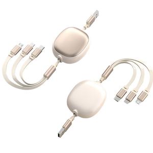 Cable de Carga Retráctil 3 en 1 con Logotipo Personalizado, Cable de Carga Multifuncional de 1.2m con USB Tipo C de 100W para Teléfono Móvil - Product Image 2