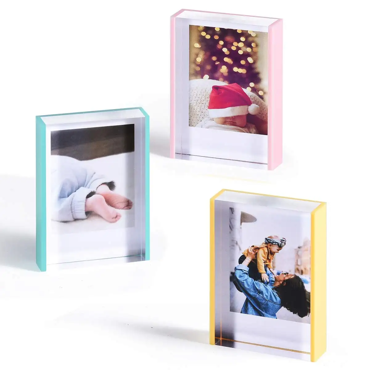 Wallet Size Instax Crystal Mini Acrylic Picture Frames 2x3" Fujifilm Polaroid Picture Frame Yellow Green Pink Custom Color
