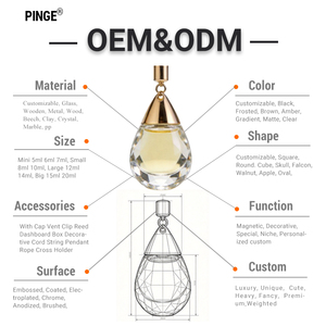Personalised Empty <strong>Car</strong> Perfume <strong>Diffuser</strong> Bottle Glass Hanging 6 8 10 ml Frosted Gold Square with Wooden Cap - Product Image 3