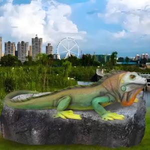 Nhựa điêu khắc trang trí nội thất sợi thủy tinh lớn con tắc kè màu xanh lá cây thằn lằn bò sát điêu khắc cho công viên ngoài trời trang trí - Product Image 4