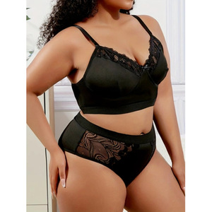 Reggiseno antiscivolo senza spalline colore visibile donna Soft Wireless 2 Pc mutandine e Set balconcino Plus Size Panty Confatable - Product Image 1
