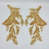 Applique de luxe en cristal et strass perlés, motif floral en paire, pour robe de soirée et de bal
