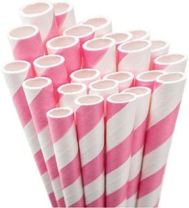 Pailles à boire en papier biodégradables et écologiques jetables roses pour fêtes et décorations d'anniversaire - Product Image 6