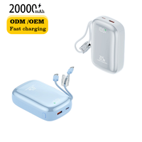 Benutzerdefiniertes Logo 22,5W Hochkapazitäts-Mini-Powerbank LED-Anzeige Superschnelles Laden 20000mAh 2-in-1 Schnellladegerät Halterung Geschenk