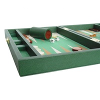 Handgefertigtes Familien-Leder-Brettspiel-Set mit Würfeln und Backgammon-Steinen