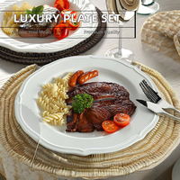 Vente chaude Classique Européenne En Relief Forme Porcelaine Vaisselle Ensemble Assiettes En Céramique 6 Utilisateurs Vaisselle Ensembles Maison Noël