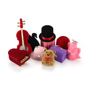 Velvet Ring <b>Box</b> Cartoon Jewelry Packaging Heart Shape Flannel <b>Material</b> For Wedding Gift <b>Storage</b> - Product Image 1