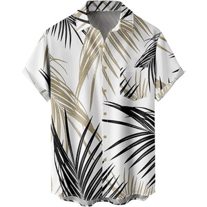 Chemises Hawaïennes Homme Ample Manches Courtes Logo Personnalisé Respirant ODM Col Montant Plage Resort Décontracté Imprimé Soie Été - Product Image 1