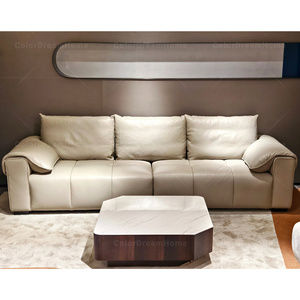 Ensemble de meubles design moderne, canapé rembourré de luxe, haute qualité, modulaire, cuir véritable, 4 places S3106 - Product Image 1