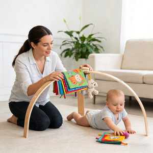 जेट कस्टम फोल्डेबल लकड़ी का बेबी जिम शिशुओं के लिए नरम सुविधाओं के साथ सेट-ओम कस्टम बेबी उत्पाद - Product Image 3