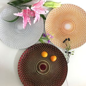 Assiette à fruits en verre de 33 pouces au design <span class=keywords><strong>scandinave</strong></span>, <span class=keywords><strong>vaisselle</strong></span> occidentale à fleurs rondes pour l'affichage des fêtes ou le dîner - Product Image 3