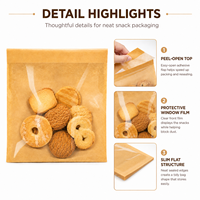 Sac en papier kraft auto-adhésif de qualité alimentaire avec logo personnalisé et grande fenêtre, pochette d'emballage alimentaire pour boulangerie, biscuits et pain