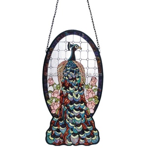 Hermoso Panel de Vidrio Tiffany Hecho a Mano con Diseño de Pavo Real, de 5 mm de Grosor, para Colgar en la Pared o Ventana - Product Image 2