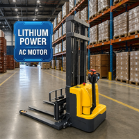 Chariot élévateur électrique à mât duplex 1,5t 2t, alimenté en courant alternatif, avec batterie au lithium sans entretien, portée de levage de 5m, certifié CE