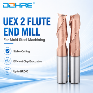 DOHRE <span class=keywords><strong>UEX</strong></span> HRC60 Fraise carrée CNC à 2 dents droites en carbure avec revêtement TiAlSiN 1/4 pour acier de moulage - Product Image 1