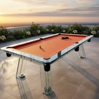 Table de billard de luxe professionnelle en verre trempé, design italien, 7ft 8ft, avec plateau en verre, tissu rose et poches