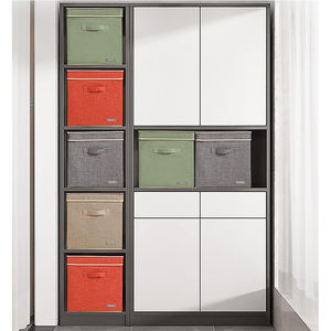 13인치 큐브 접이식 패브릭 수납함 (뚜껑 포함) 40L 접이식 옷장 정리함 린넨 접이식 수납함 (손잡이 포함) - Product Image 4