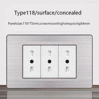 Prise murale multiprise 2 gangs avec panneau tactile, en acier inoxydable, norme italienne, 2 ports USB-C à charge rapide, IP20 16A