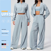 Nouvel ensemble de vêtements de yoga solides pour femmes, protection solaire, haut court, fitness en plein air, séchage rapide