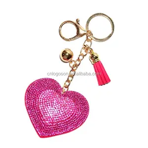 EE. UU. Regalo del Día de San Valentín en forma de corazón personalizado Bling Metal llaveros Rhinestone personalizado mujeres llavero