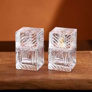 Factory Spot Luxury 100mL Botella de perfume avanzada Textura transparente Raya cuadrada con sello de rociador de bomba - Product Image 4