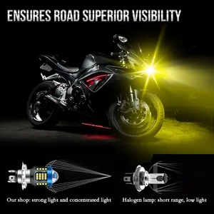 Lâmpada de farol automotivo 9-80v, h4, ba20d, h6, para motocicleta, led, feixe alto e baixo, duas cores, branco, amarelo, luzes de led, super brilhantes