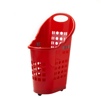 Panier à provisions de roulement en plastique du YGL-1 65L avec des roues en gros pour des caddies de supermarché