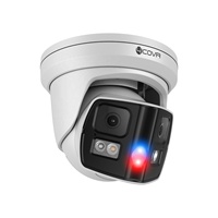 Cámara IP 4K 4COVR de 8MP con Doble Lente, Sirena Roja y Azul, Disuasión Activa, Detección Facial por IA, Audio Bidireccional y Vista Panorámica de 180°