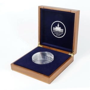 Chất Lượng Cao Tùy Chỉnh 100% Walnut Gỗ Rắn Đồng Xu Duy Nhất Hiển Thị Hộp Gỗ - Product Image 3