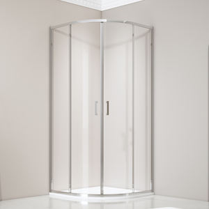 Cabina de Ducha de Esquina Curva Deslizante con Cierre Suave, Diseño Europeo Cuadrado de Aluminio y Vidrio Templado, Venta al por Mayor de Fábrica para Hoteles - Product Image 2