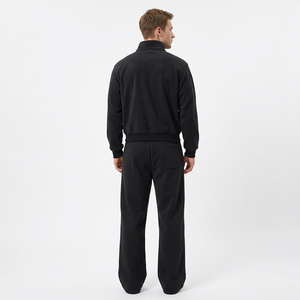 High Quality Autumn Casual <b>Thermal</b> Flock Print Quarter Half Zip Hooded Collar Jogger Sweatshirts Set <b>Tracksuits</b> Drop Shoulder - Product Image 3