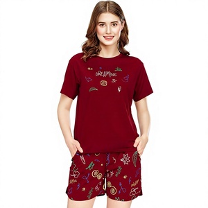 Conjunto de Dos Piezas para Mujer, Camiseta de Manga Corta y Pantalones Cortos Estampados, Atuendo Casual de Verano, Marca Personalizada OEM ODM - Product Image 1