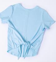 2023 Top deportivo informal ropa de mujer con abertura en la espalda Yoga entrenamiento secado rápido dobladillo curvo Split Tee para mujer