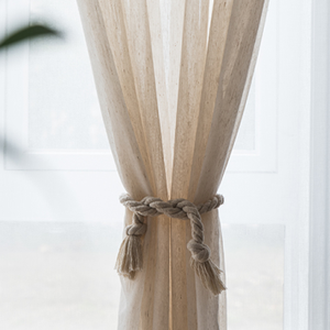 Vente en gros Hôtel Beige lin <span class=keywords><strong>Tulle</strong></span> rideaux rideaux, personnalisé prêt à l'emploi lin transparent Cortinas - Product Image 6