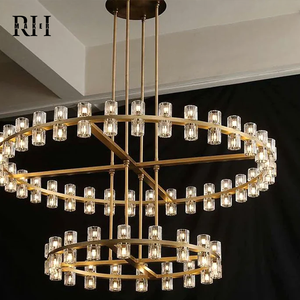 Lustre rond en verre et laiton RHMAKER, style Arcachon, LED, réglable, aux normes mondiales, pour la maison et l'ameublement, modèle nord-américain - Product Image 5