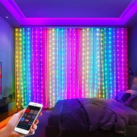 Guirlandes lumineuses intelligentes pour rideaux à LED RVB à l'intérieur et à l'extérieur, motif de texte personnalisé, contrôle de points étanche pour les vacances de Noël.